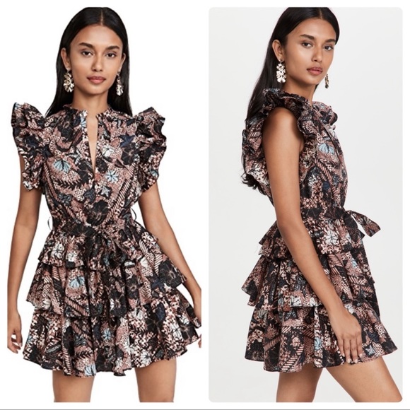 Ulla Johnson Dresses & Skirts - Ulla Johnson Honoria Belted Ruffled Mini Dress Rosewood Size 8